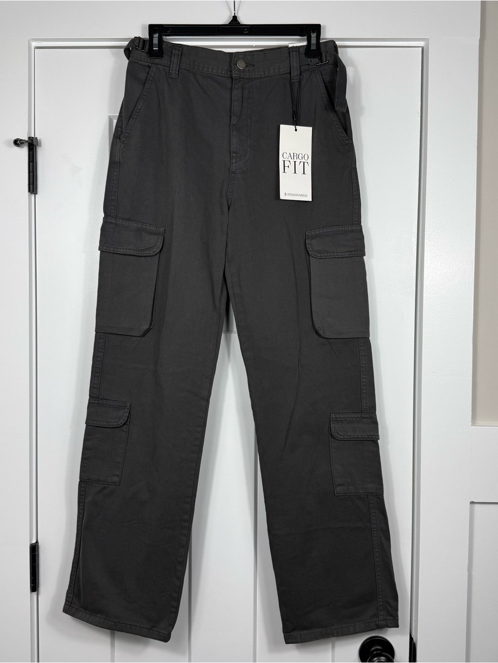 Stradivarius Cargo Fit Charcoal Gray Pants Womens Size 6 Utility NWT